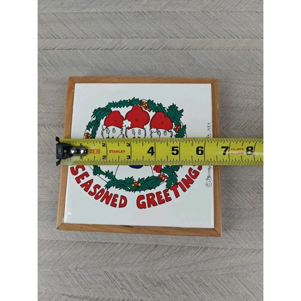 Vintage 1984 Barney Saltzberg Chefs Trivet Seasoned Greetings Wood Ceramic